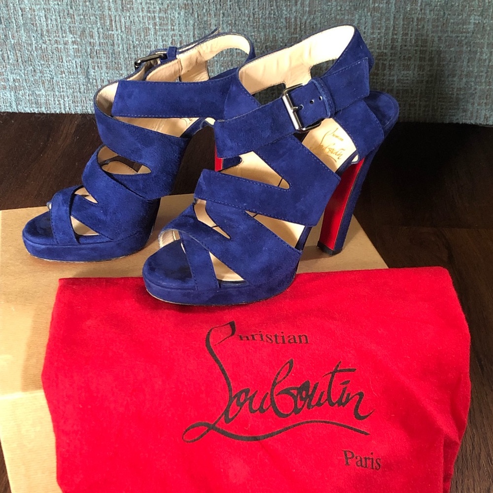 Christian Louboutin size 37 royal blue suede heels